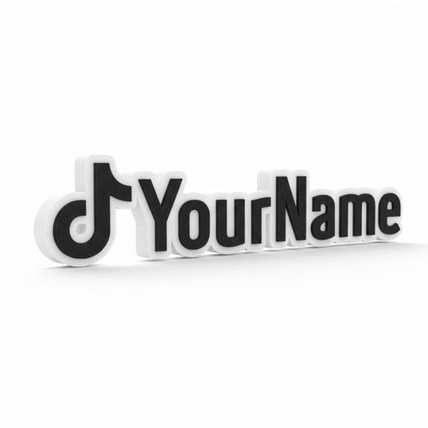 Custom 3D TikTok Name Plaque – Personalized Username Sign – Desk or Shelf Decor – Gift for Creators – Modern 3D Printed Logo