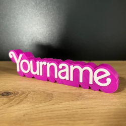 Custom name plate inspired by Barbie — pink, cute & personalized