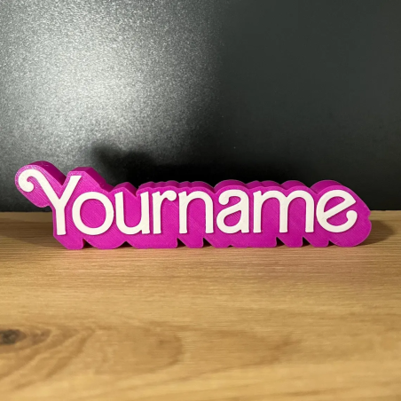 Custom name plate inspired by Barbie — pink, cute & personalized