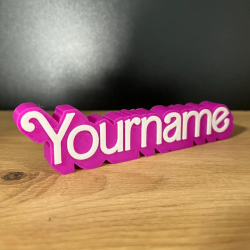 Custom name plate inspired by Barbie — pink, cute & personalized