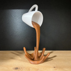 Floating Coffee Cup Sculpture – Unique Desk Decoration